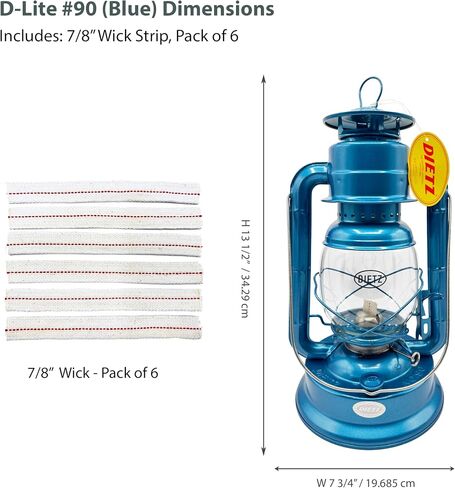 Light of Mine - Dietz #90 D-Lite Blue Oil Lantern with 7/8" Replacement Wick Strips (Blue) in Kuwait