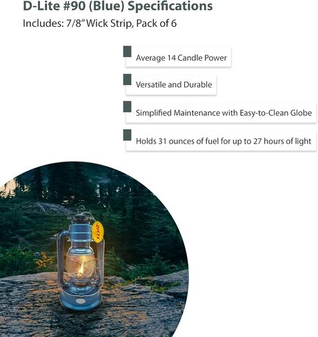 Light of Mine - Dietz #90 D-Lite Blue Oil Lantern with 7/8" Replacement Wick Strips (Blue) in Kuwait