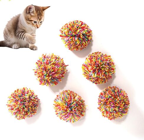 6 قطع من كرات القطط، كرات غزل للقطط مقاس 2.36 بوصة، ألوان متنوعة تفاعلية للقطط، كرات تدريب للقطط، آمنة لقطتك in Kuwait