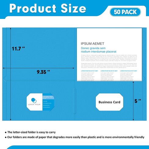 Two Pocket Folders, PANDRI 50 Pack 2 Pocket Folders, Letter Size Paper File Folder for School Office Home Business, Assorted 5 Colors in Saudi Arabia