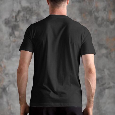 Mens T-Shirt Short Sleeve Shirts Round Neck Cotton Tees Top Black in Saudi Arabia