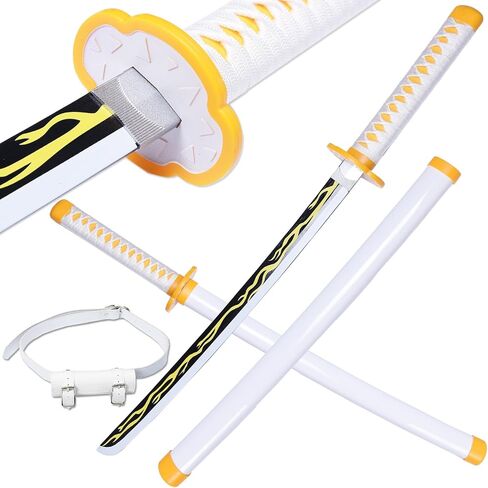 Demon Slayer Sword 30inch Cosplay Sword Rengoku Kyoujurou Sword Tokitou Muichirou Sword Original Texture, Wide Selection of Styles (guyin-78cm-lihualuo) in Saudi Arabia