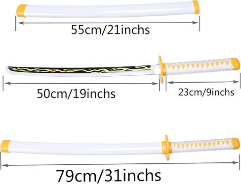 Demon Slayer Sword 30inch Cosplay Sword Rengoku Kyoujurou Sword Tokitou Muichirou Sword Original Texture, Wide Selection of Styles (guyin-78cm-lihualuo) in Saudi Arabia