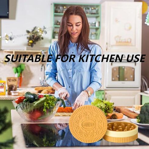 (Yellow) Grinder, Lightweight & Portable, Innovative Cookie Shape Design, Conveniently Fits in Your Pocket, Kitchen & Outdoor Use in Saudi Arabia