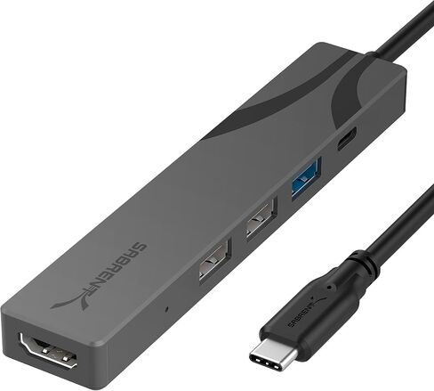 موزع SABRENT USB-C متعدد المنافذ مع توصيل الطاقة، مخرج HDMI، 3 منافذ USB A، 4K@60 هرتز، 90 وات PD، ألومنيوم [HB-SHPU] in Kuwait
