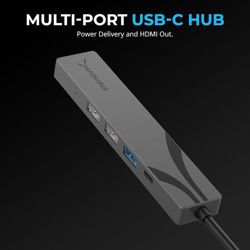 موزع SABRENT USB-C متعدد المنافذ مع توصيل الطاقة، مخرج HDMI، 3 منافذ USB A، 4K@60 هرتز، 90 وات PD، ألومنيوم [HB-SHPU] in Kuwait