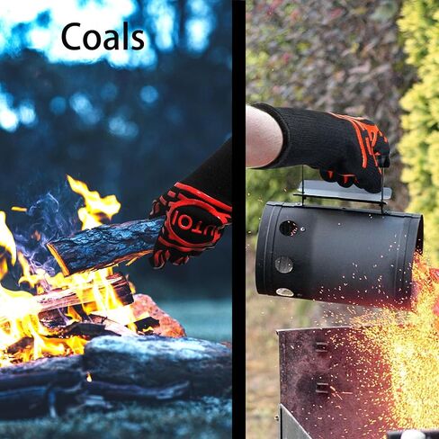 BBQ Grill Gloves, 1472°F Heat Resistant Barbecue Gloves Oven Mitts for Kitchen BBQ Grilling and Outdoor Cooking Campfire Fireplace Accessories, 1 Pair, 13 inch Long Oven Gloves with Fingers, XL in Saudi Arabia