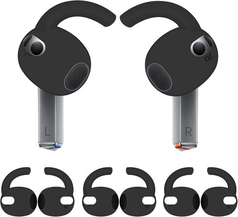3 Pairs Galaxy Buds 3 Ear Hooks Wingtip, Replacement Silicone Wings Sport Earhooks Ergonomic Design Wing Tips Holder Non-Slip Anti-Slip Comfortable Accessories for Galaxy Buds 3 - Black in Kuwait