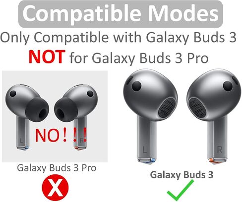 3 Pairs Galaxy Buds 3 Ear Hooks Wingtip, Replacement Silicone Wings Sport Earhooks Ergonomic Design Wing Tips Holder Non-Slip Anti-Slip Comfortable Accessories for Galaxy Buds 3 - Black in Kuwait