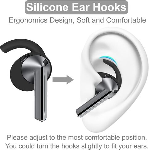 3 Pairs Galaxy Buds 3 Ear Hooks Wingtip, Replacement Silicone Wings Sport Earhooks Ergonomic Design Wing Tips Holder Non-Slip Anti-Slip Comfortable Accessories for Galaxy Buds 3 - Black in Kuwait