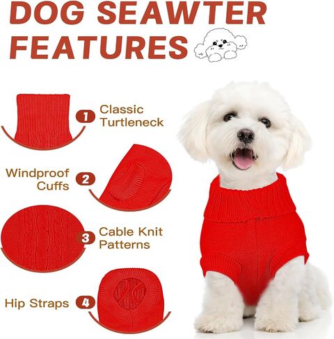 Dog Sweater Sizes XS to XXL, Christmas Dog Sweaters Suitable for Small to Large Dogs,Warm, Soft Dog Turtleneck Sweater Perfect for Fall, Winter, Everyday Wear Outdoor Walks (Red, XXL) in Saudi Arabia