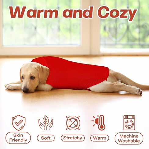 Dog Sweater Sizes XS to XXL, Christmas Dog Sweaters Suitable for Small to Large Dogs,Warm, Soft Dog Turtleneck Sweater Perfect for Fall, Winter, Everyday Wear Outdoor Walks (Red, XXL) in Saudi Arabia