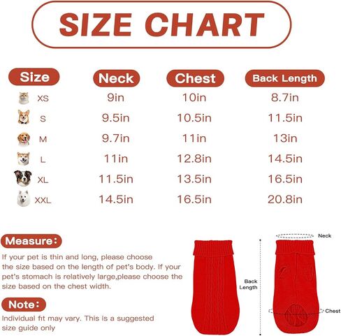 Dog Sweater Sizes XS to XXL, Christmas Dog Sweaters Suitable for Small to Large Dogs,Warm, Soft Dog Turtleneck Sweater Perfect for Fall, Winter, Everyday Wear Outdoor Walks (Red, XXL) in Saudi Arabia
