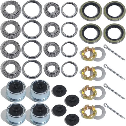 2Sets L44649 L44610 Trailer Hub Bearings Kit for 1-1/16'' Straight Axle, Trailer Spindle Bearing Kits with 12192TB Grease Seals, 1.98'' Dust Caps & Cotter Pin for 2000-2200 lbs Spindles in Kuwait