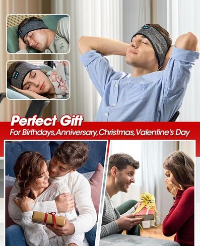 سماعات الرأس سليب، عصابة رأس بلوتوث، سماعات رأس لاسلكية للنوم الجانبي، عصابة رأس رياضية مقاومة للعرق مع ستيريو هاي فاي للنوم والتمرين والجري in Kuwait