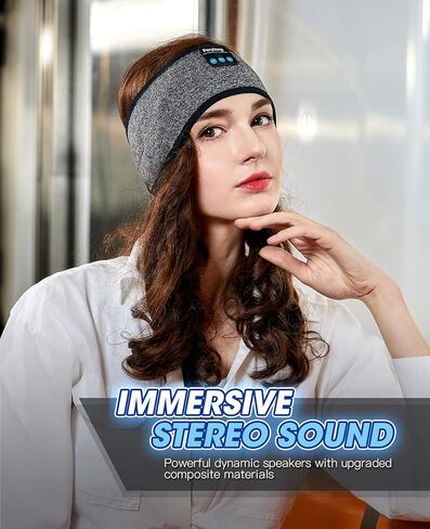 سماعات الرأس سليب، عصابة رأس بلوتوث، سماعات رأس لاسلكية للنوم الجانبي، عصابة رأس رياضية مقاومة للعرق مع ستيريو هاي فاي للنوم والتمرين والجري in Kuwait