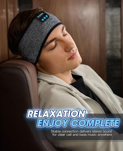 سماعات الرأس سليب، عصابة رأس بلوتوث، سماعات رأس لاسلكية للنوم الجانبي، عصابة رأس رياضية مقاومة للعرق مع ستيريو هاي فاي للنوم والتمرين والجري in Kuwait