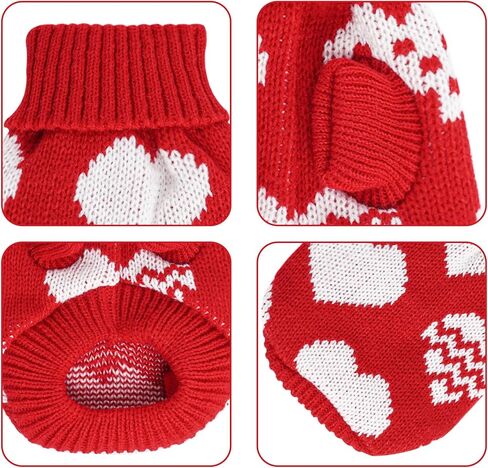 Tongcloud Dog Knitted Sweater Heart Puppy Sweater Christmas Valentine's Day Dog Sweaters Holiday Clothes or Dog Cat Pet Costume in Kuwait