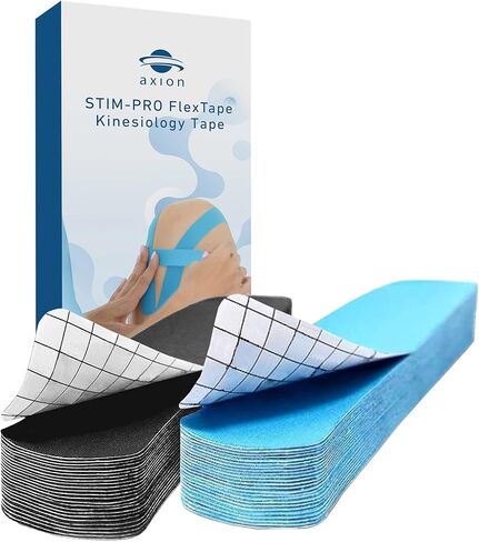 axion Kinesiology Tapes PRECUT Blue Beige | 50 Pre-Cut Sport Tape Strips 10x2 in | Waterproof • Skin-Friendly • Elastic | Kinesiology Tapes Ideal for Sports in Saudi Arabia