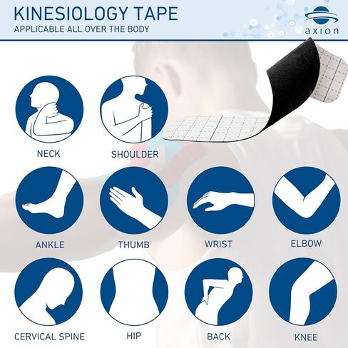 axion Kinesiology Tapes PRECUT Blue Beige | 50 Pre-Cut Sport Tape Strips 10x2 in | Waterproof • Skin-Friendly • Elastic | Kinesiology Tapes Ideal for Sports in Saudi Arabia