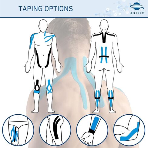 axion Kinesiology Tapes PRECUT Blue Beige | 50 Pre-Cut Sport Tape Strips 10x2 in | Waterproof • Skin-Friendly • Elastic | Kinesiology Tapes Ideal for Sports in Saudi Arabia