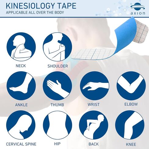 axion Kinesiology Tapes PRECUT Blue Beige | 50 Pre-Cut Sport Tape Strips 10x2 in | Waterproof • Skin-Friendly • Elastic | Kinesiology Tapes Ideal for Sports in Saudi Arabia