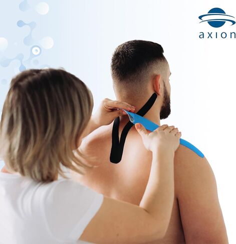 axion Kinesiology Tapes PRECUT Blue Beige | 50 Pre-Cut Sport Tape Strips 10x2 in | Waterproof • Skin-Friendly • Elastic | Kinesiology Tapes Ideal for Sports in Saudi Arabia