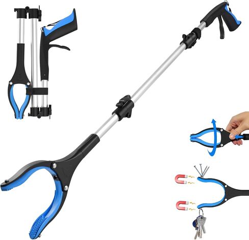 48-Inch Long Reach Grabber - Pink Long Grabber Reacher Tool with 360° Rotating Jaw, Foldable Extended Grabber Reacher Tool for Seniors, Tall Users (Magnetic Tip, Anti-Slip) in Saudi Arabia
