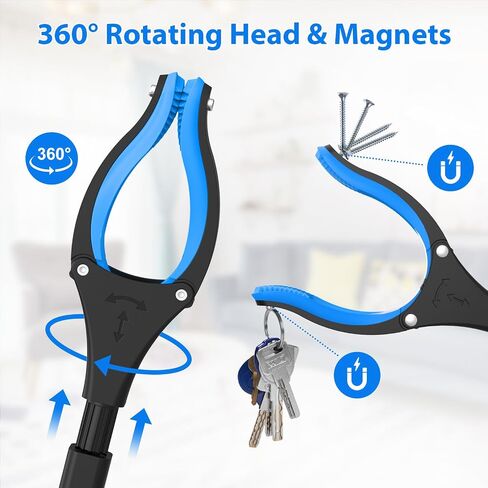 48-Inch Long Reach Grabber - Pink Long Grabber Reacher Tool with 360° Rotating Jaw, Foldable Extended Grabber Reacher Tool for Seniors, Tall Users (Magnetic Tip, Anti-Slip) in Saudi Arabia