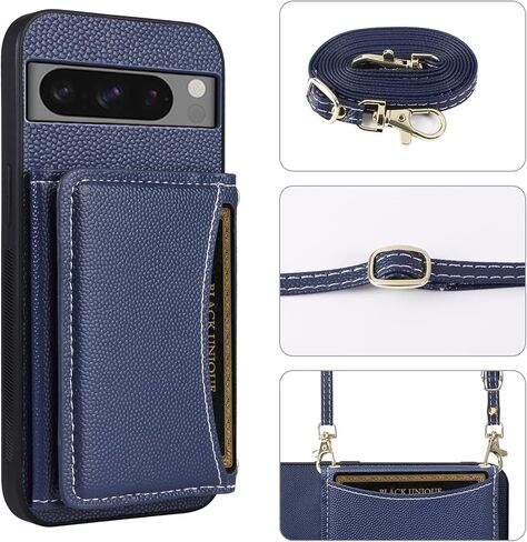 حافظة هاتف لهاتف Google Pixel 8 Pro 5G مع حزام كتف كروس وحامل بطاقات الائتمان الجلدية وجيب رفيع وحامل ملحقات الخلية Pixel8Pro Pixel8 XL Eight 8Pro Girls أزرق in Kuwait