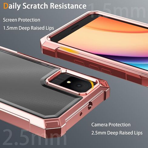 for TCL K11 Phone Case + Tempered Glass Screen Protector,Electroplated PC Front Frame Soft TPU Transparent Back Cover for TCL K11 (Rose Gold) in Saudi Arabia