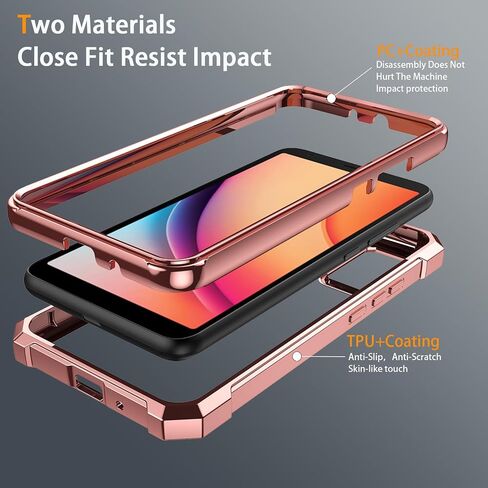for TCL K11 Phone Case + Tempered Glass Screen Protector,Electroplated PC Front Frame Soft TPU Transparent Back Cover for TCL K11 (Rose Gold) in Saudi Arabia