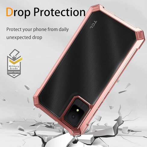 for TCL K11 Phone Case + Tempered Glass Screen Protector,Electroplated PC Front Frame Soft TPU Transparent Back Cover for TCL K11 (Rose Gold) in Saudi Arabia