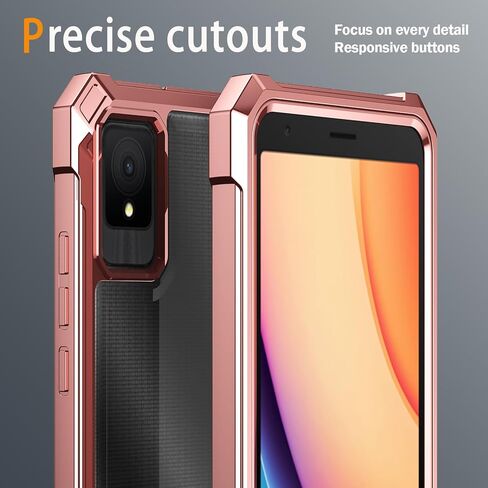 for TCL K11 Phone Case + Tempered Glass Screen Protector,Electroplated PC Front Frame Soft TPU Transparent Back Cover for TCL K11 (Rose Gold) in Saudi Arabia