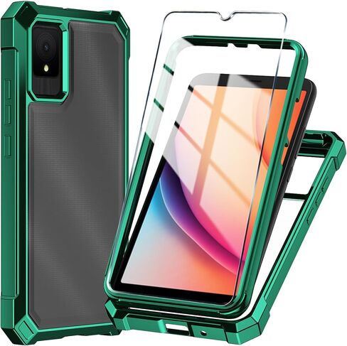 for TCL K11 Phone Case + Tempered Glass Screen Protector,Electroplated PC Front Frame Soft TPU Transparent Back Cover for TCL K11 (Rose Gold) in Saudi Arabia