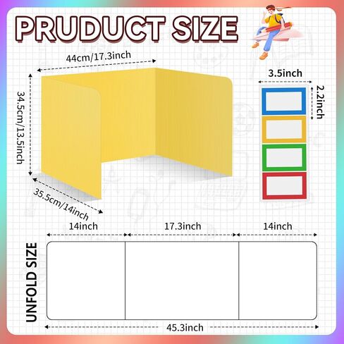 12 Pcs Desk Dividers for Students Classroom Plastic Privacy Folders Colored Test Dividers for Students Desks Trifold Privacy Panel Partitions for School Teacher Supplies(Multicolor) in Kuwait
