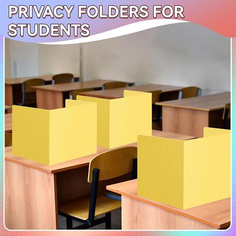 12 Pcs Desk Dividers for Students Classroom Plastic Privacy Folders Colored Test Dividers for Students Desks Trifold Privacy Panel Partitions for School Teacher Supplies(Multicolor) in Kuwait