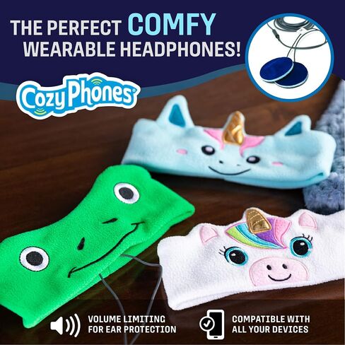 CozyPhones Over The Ear Headband Headphones - Kids Headphones Volume Limited with Thin Speakers & Super Soft Fleece Headband - Green Frog in Kuwait