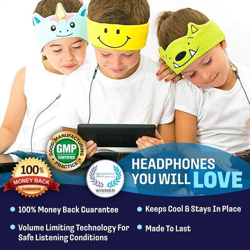 CozyPhones Over The Ear Headband Headphones - Kids Headphones Volume Limited with Thin Speakers & Super Soft Fleece Headband - Green Frog in Kuwait