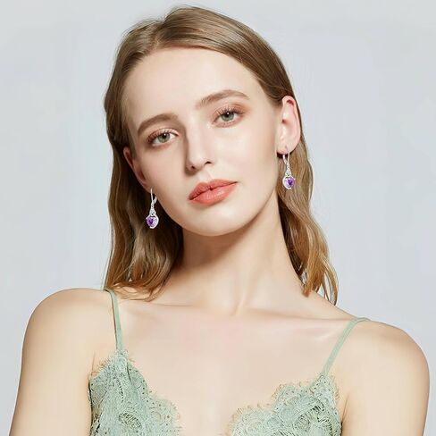 Heart Celtic Knot Drop Earrings for Women, 925 Sterling Silver Love Dangle Earrings with Heart Cut AAAAA Cubic Zirconia 12 Birth Stone Color in Kuwait