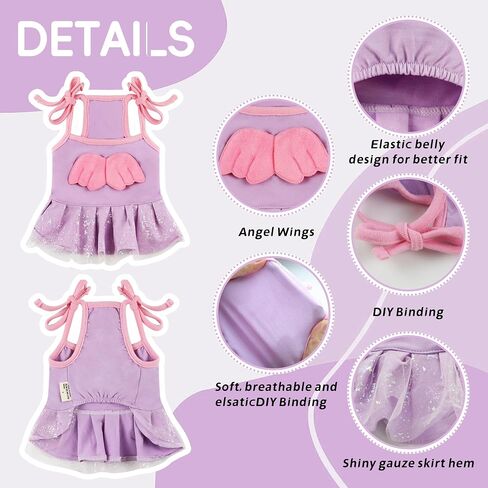 Dog Dress Dog Summer Clothes, French Bulldog Princess Dress Gauze Slip Skirt with Angel Wing Decor, Girl Cat Tutu Dress Puppy Party Dress, Dog Weeding Outfit Pet Apparel for Schnauzer Yorkshire Teddy in Saudi Arabia