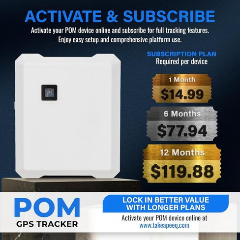 جهاز تعقب PEEQ POM GPS - جهاز تتبع في الوقت الحقيقي للمركبات والدراجات النارية والقوارب والأساطيل والمقطورات - 4G LTE، عمر بطارية طويل، تغطية عالمية، منصة قابلة للتطوير، يتطلب الاشتراك (أزرق مخضر داكن) in Saudi Arabia