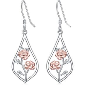 925 Sterling Silver Birth Flower Earrings Carnation/Violet/Daffodil/Daisy/Lily/Rose/Lotus/Poppy/Marigold/Holly Earrings Birth Month Flower Jewelry for Women