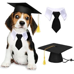2023 Graudation Dog Cat Cap and Necktie Set, Graduation Costumes for Large Medium Small Pets Puppies