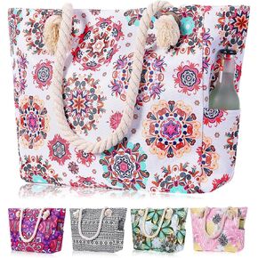 Large Canvas Beach Tote Bag Waterproof Sand proof for Women Swim,Travel,Shopping,Gym,Cruise Essentials