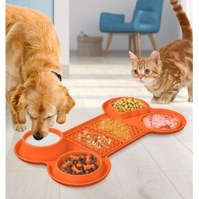 Blue Pet Feeding Mat for Dogs and Cats,Silicone Dog Dish Food Mats, Puppy Pad Tray,Absorbent Dog and cat, Mats to Prevent Food and Water Overflow,Suitable Non Slip pet Dog cat Bowl placetmat (Blue)