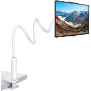 SHAWE Gooseneck Tablet Holder Phone Stand, Flexible Tablet Holder for Bed, 360 Adjustable Lazy Arm Holder Clamp Mount for iPad Air Pro Mini, Samsung Galaxy Tabs, iPhone, Switch, 4.0~10.5" (Black)