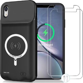 Wireless Charging Case for iPhone XR, 10000mAh High Capacity Portable Rechargeable Protective Battery Case Wireless Charging Compatible with iPhone XR (6.1 inch) Extended Battery Charger Case (Black)