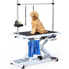 YITAHOME 39" Electric Dog Grooming Table, Heavy Duty Pet Grooming Table for Dogs at Home, Adjustable Overhead Arm & Tool Organizer Small to Medium Dog Grooming Station, Black
