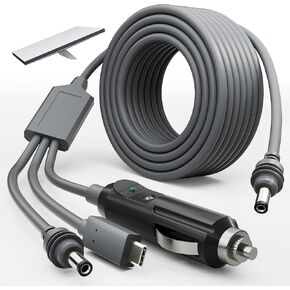 Starlink Mini 3 in 1 DC Power Cable 32.8FT, 100W+ USB C 12-24V Cigarette Lighter Plug and DC Male Power Cable Cord for Starlink Mini, Plug and Play Starlink Mini Accessories 10M